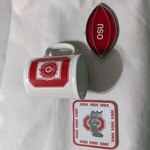 Ohio State University Buckeyes Fan Set - Large Coffee Mug, Coaster, Window Art